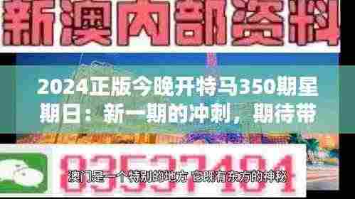 2024正版今晚开特马350期星期日：新一期的冲刺，期待带来好运与惊喜