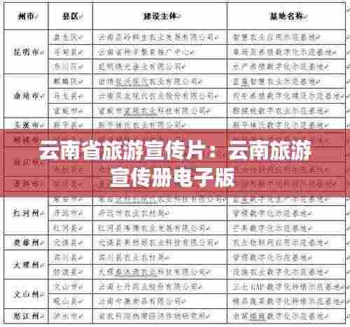 云南省旅游宣传片:云南旅游宣传册电子版