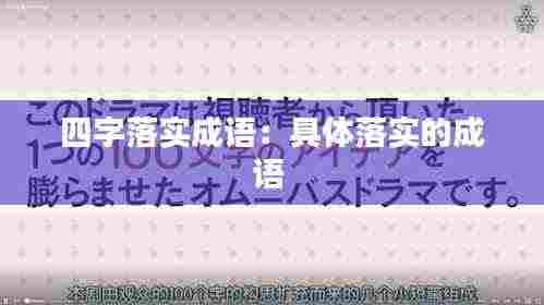 四字落实成语:具体落实的成语