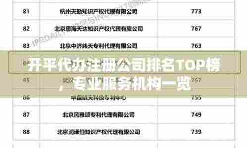 开平代办注册公司排名TOP榜,专业服务机构一览