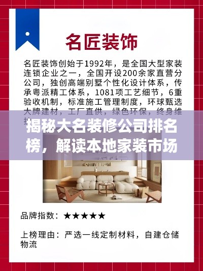 揭秘大名装修公司排名榜,解读本地家装市场热门力量